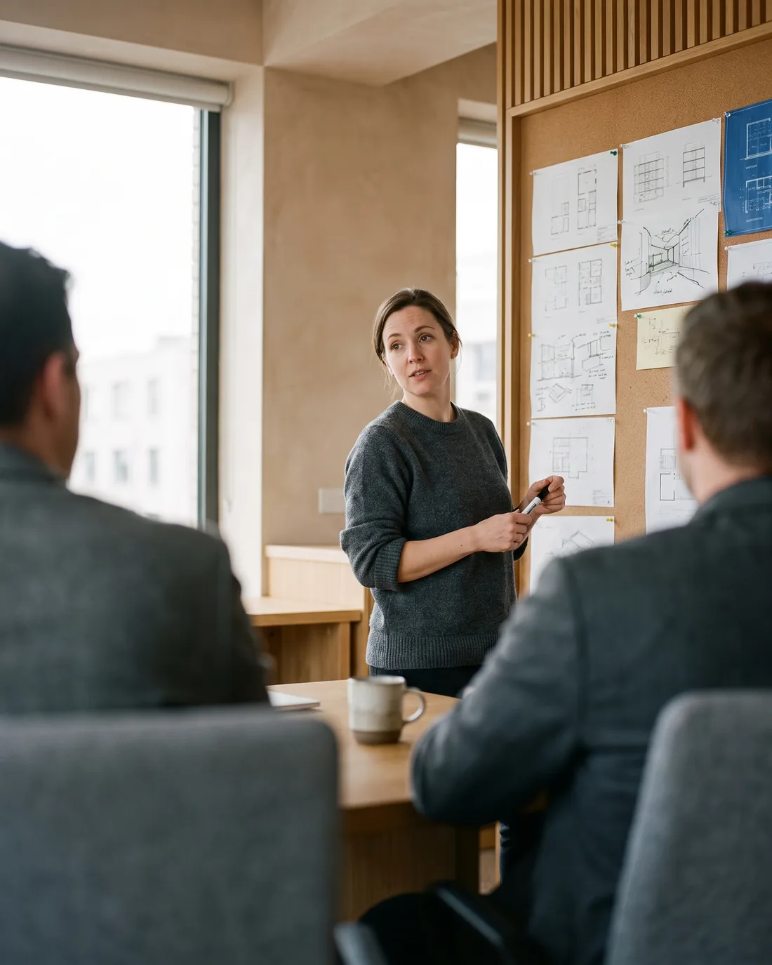 A senior CTO reviewing the work in a calm Netherlands boardroom